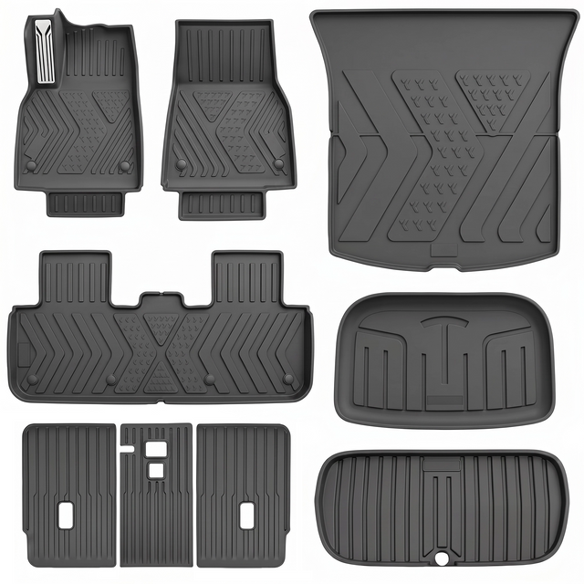 MoldedFit premium Tesla Model Y Juniper floor mats installed