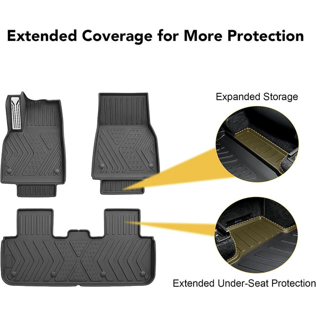 MoldedFit front and second-row liners with integrated storage and under-seat coverage
