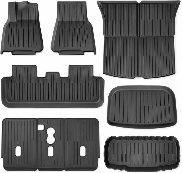SUPER LINER Tesla New Model Y Juniper Standard 2025 2026 Floor Mats,9PCS Custom Fit TPE Cargo Liner, Seat Back Protector, & Accessories , All Weather Pet & Child System (Only fit Standard)