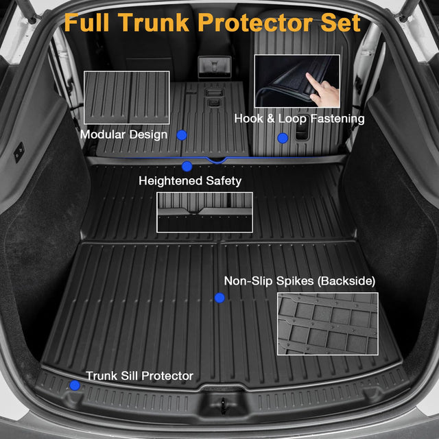 SUPER LINER 9 PCS Tesla New Model Y Juniper 2026 Floor Mats & Accessories | Custom Fit TPE Cargo Liners, All Weather Pet & Child System(Only fit Premium&Performance)