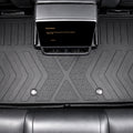 Overhead view of the MoldedFit one-piece second-row liner in Tesla Model Y Juniper