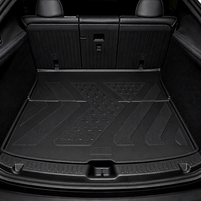 MoldedFit rear trunk liner installed with raised cargo-area protection