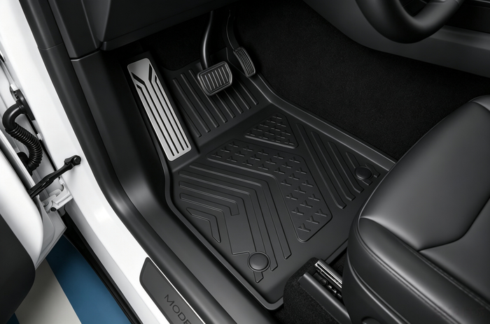 Tesla Model Y Juniper Floor Mats 2026, 9 Piece Front Trunk and Cargo Set, All Weather TPE, 3 Seat Back Protectors