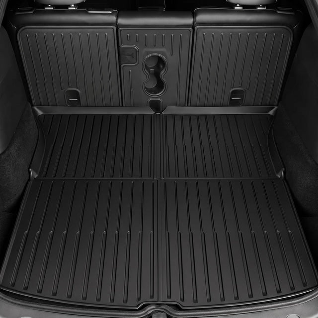 SUPER LINER Tesla New Model Y Juniper Standard 2025 2026 Floor Mats，9PCS Custom Fit TPE Cargo Liner, Seat Back Protector, & Accessories , All Weather Pet & Child System (Only fit Standard)