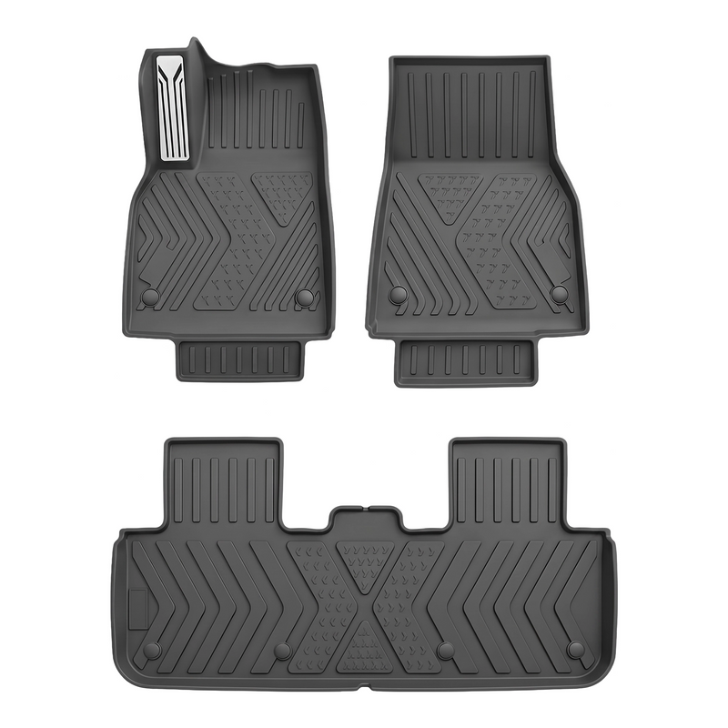 SUPER LINER MoldedFit 3-piece Tesla Model Y Juniper set — driver, passenger and one-piece second-row floor liners