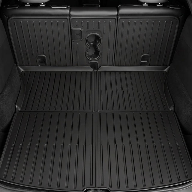 SUPER LINER Tesla Model Y Juniper Floor Mats 2025 2026, Only for Standard Cargo Liners, Seatbacks, 9 PCS Extra-Thick TPE for All-Weather Pet & Child-Friendly 2027 Model Y Juniper Accessories